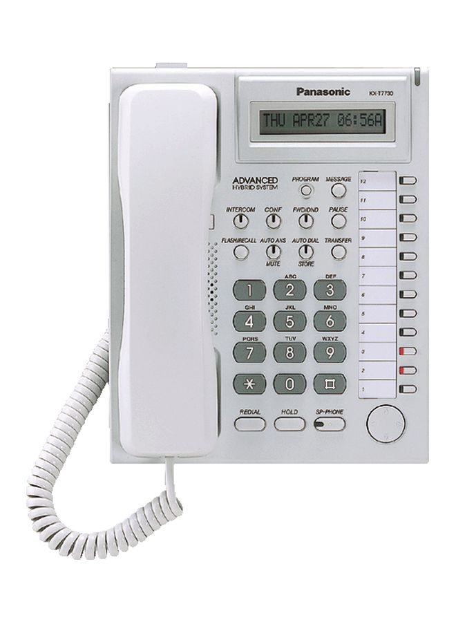 باناسونيك - تليفون أحادي الخط بسلك طراز KX-T7730 أبيض/رمادي - Image 1