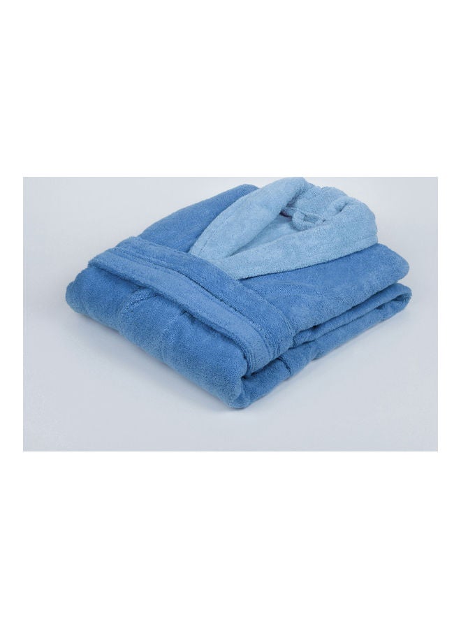 Soft Comfort Soft Cotton Terry Hooded Bathrobe With 2 Pockets Blue 99x107cm - Image 2