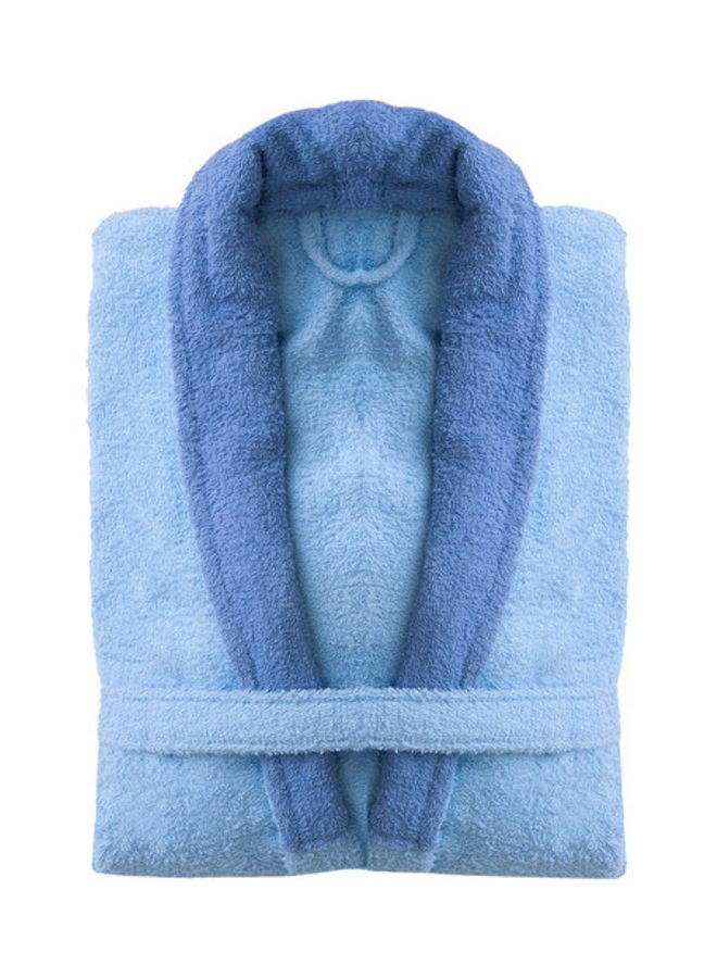 Soft Comfort Soft Cotton Terry Hooded Bathrobe With 2 Pockets Blue 99x107cm 