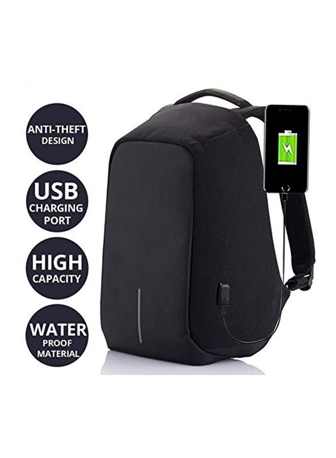 مارجون - حقيبة ظهر ضد السرقة ومضادة للماء ومزوّدة بمنفذ USB للشحن أسود - Image 1