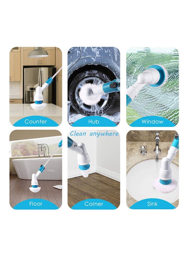 5-Piece Electric Spin Cleaning Brush Set White/Blue - Image 2