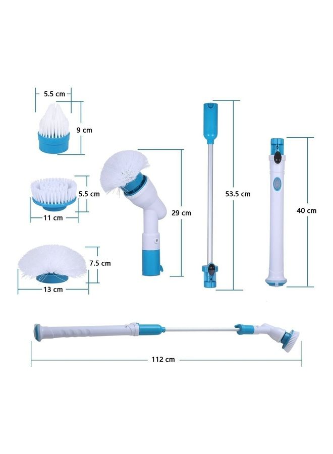 5-Piece Electric Spin Cleaning Brush Set White/Blue - Image 3