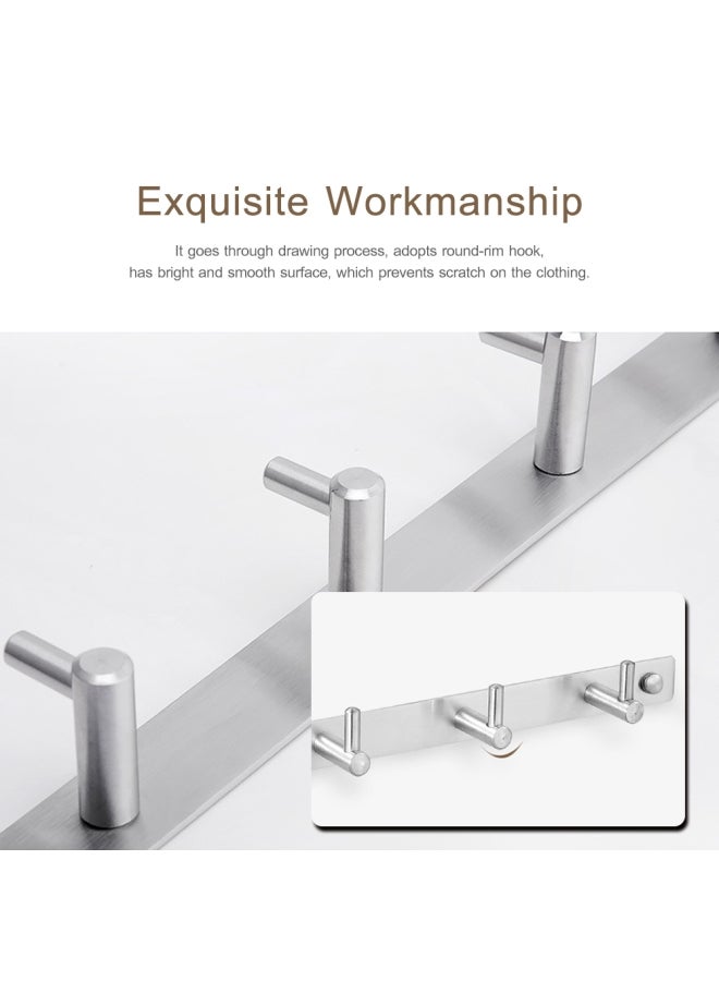 Wall Mounted Heavy Duty Stainless Steel Coat Rack Hanger With 3 Hook Silver 28.00x5x5cm - Image 4