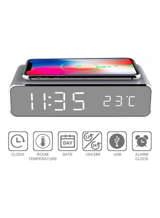 We Happy 3 In 1 Wireless Charger With Decorative Clock Silver - Image 2