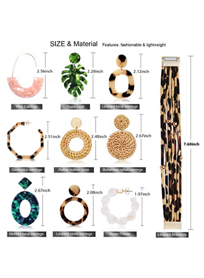 FIFATA 9 Pairs Of Stylish Dangel Earrings - Image 5