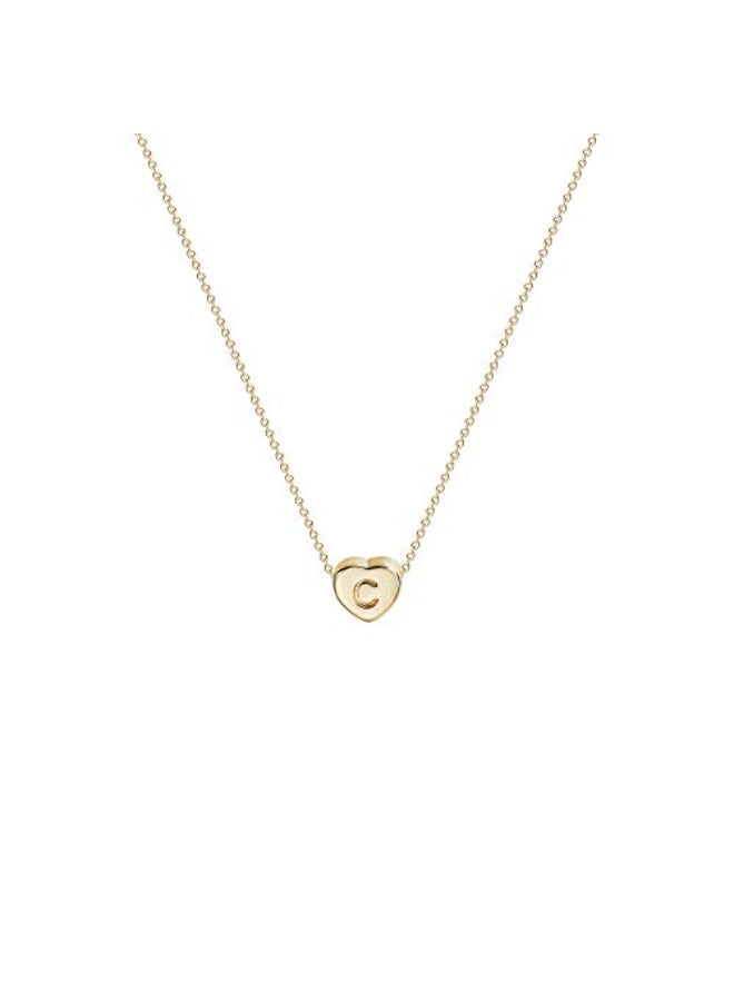 14 Karat Gold Tiny Initial Heart Necklace