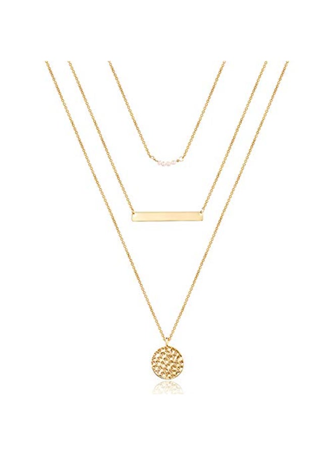 Hammered Disc Pendant Necklace - Image 1