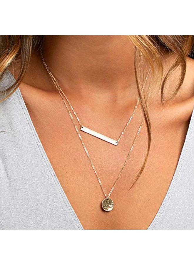 Hammered Disc Pendant Necklace - Image 2