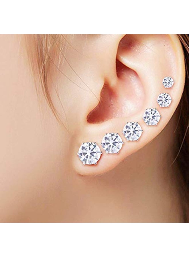 6 Pairs Of Cubic Zirconia Studs Earrings Set - Image 3