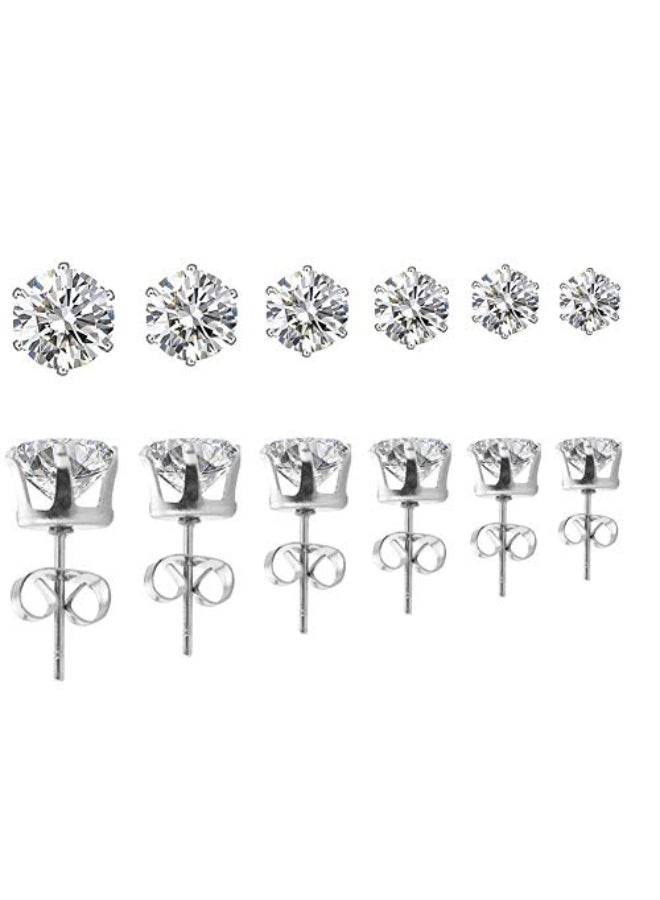 6 Pairs Of Cubic Zirconia Studs Earrings Set - Image 2