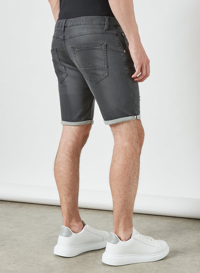 BRAVE SOUL - Washed Skinny Denim Shorts Charcoal Wash - Image 1