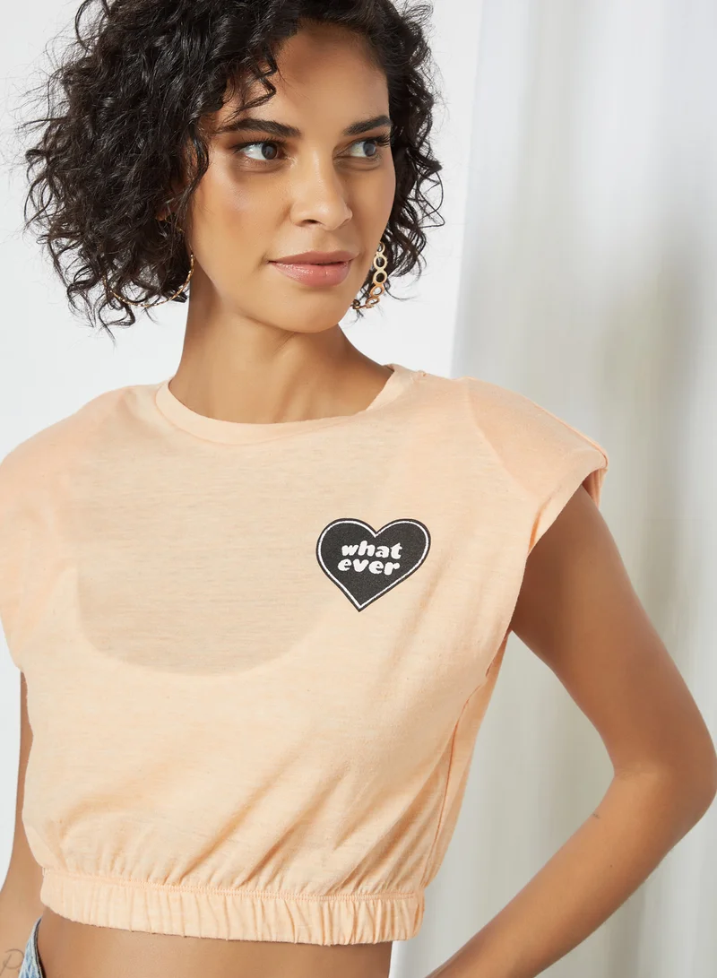 Sivvi x GenM Padded Shoulder Crop Top Orange