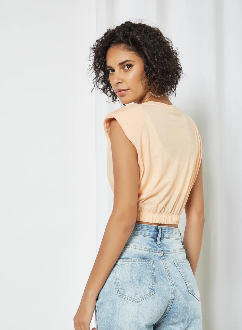 Sivvi x GenM Padded Shoulder Crop Top Orange