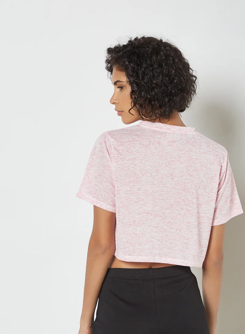 Sivvi x GenM Front Text Cropped T-Shirt Pink