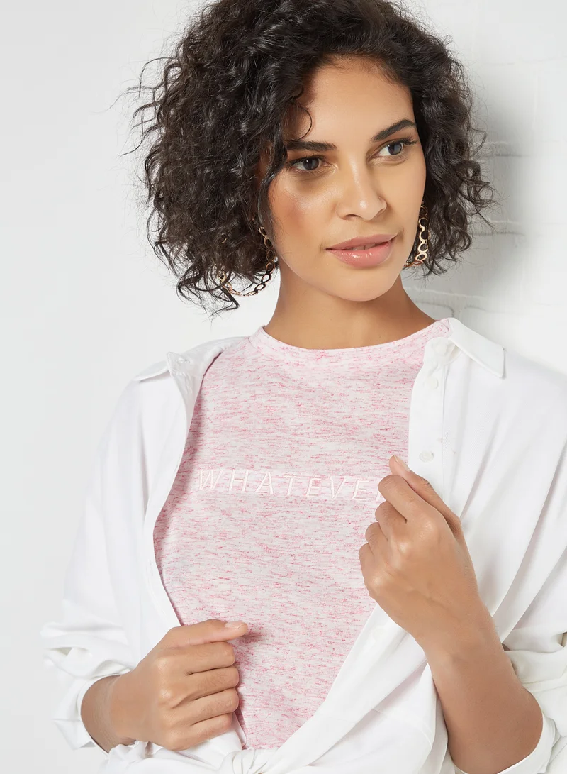 Sivvi x GenM Front Text Cropped T-Shirt Pink