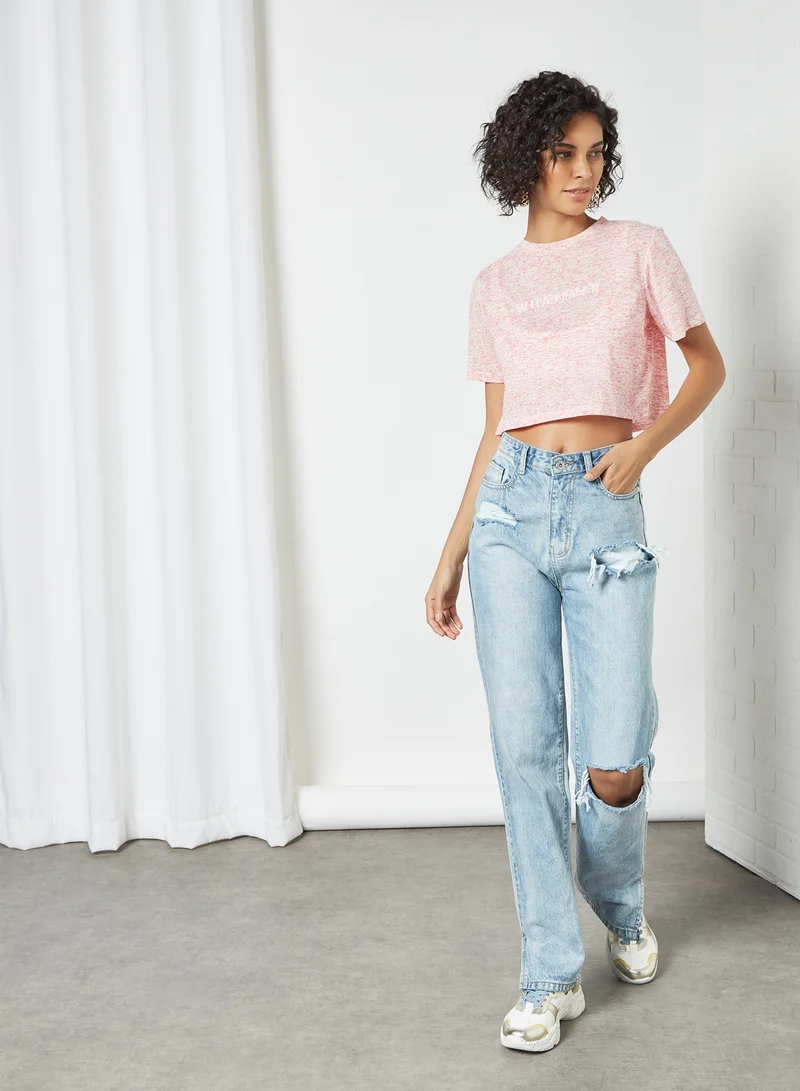 Sivvi x GenM Whatever Embroidered Crop T-Shirt