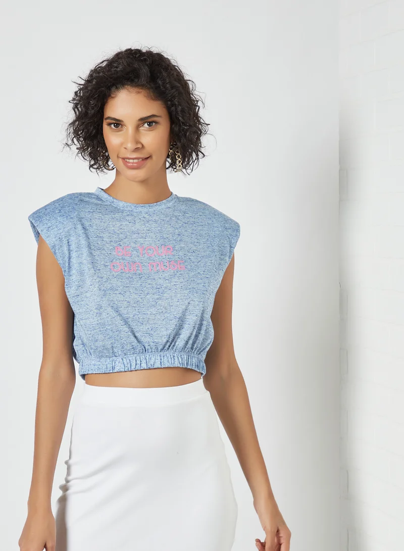 Sivvi x GenM Slogan Crop Top Blue