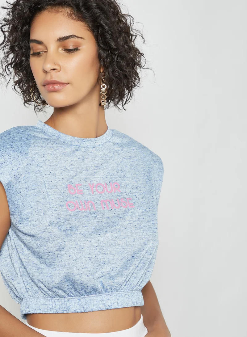 Sivvi x GenM Slogan Crop Top Blue