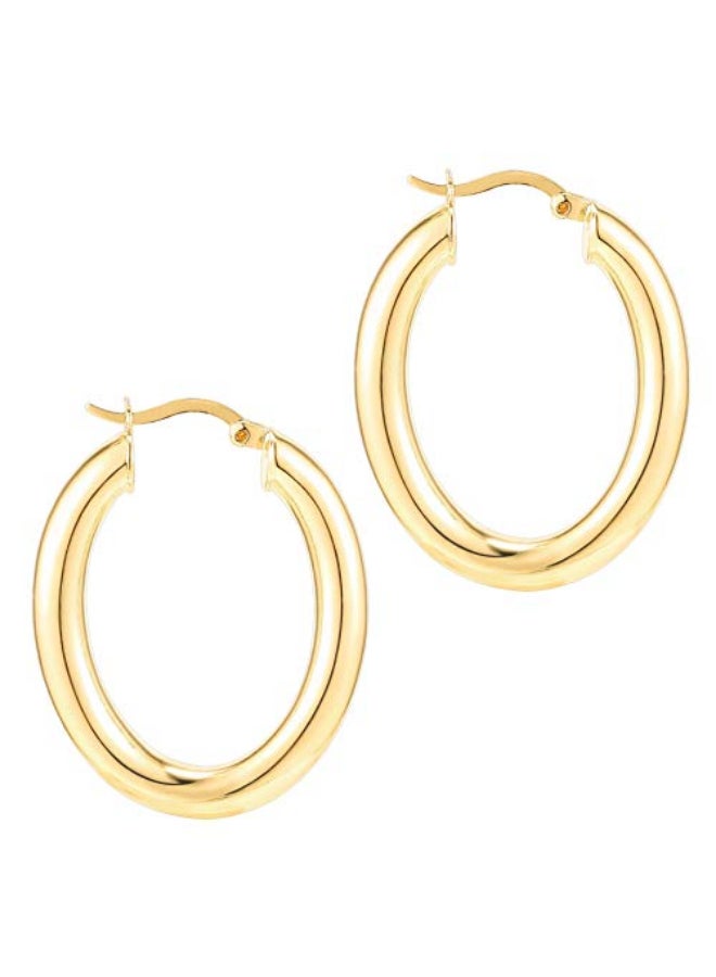 بافوا أقراط حلقية مكتنزة بتصميم بيضاوي - Image 1