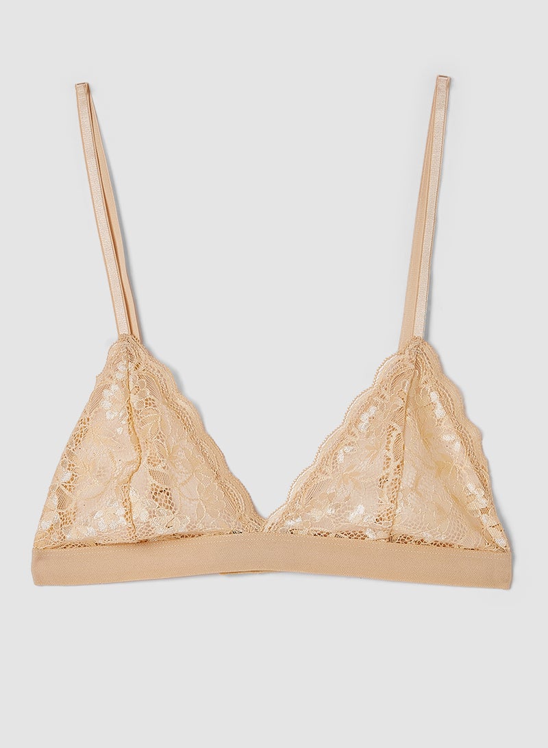 trendyol - Lace Triangle Bralette Beige - Image 1