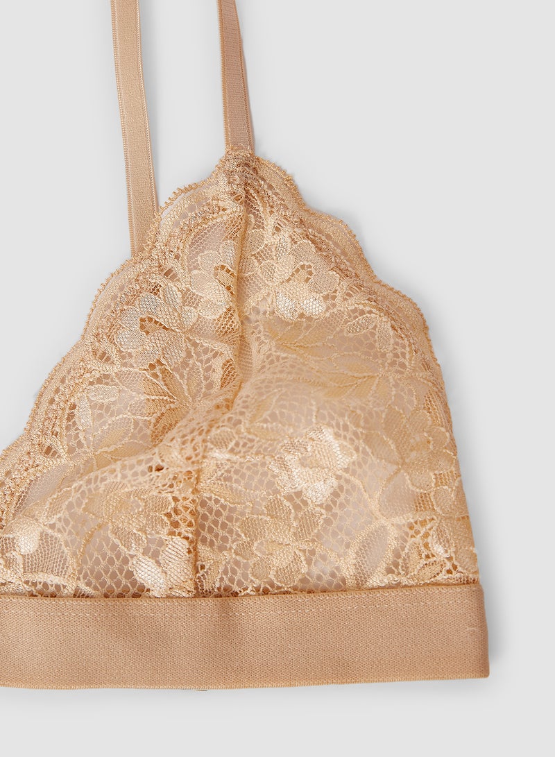 trendyol - Lace Triangle Bralette Beige - Image 1