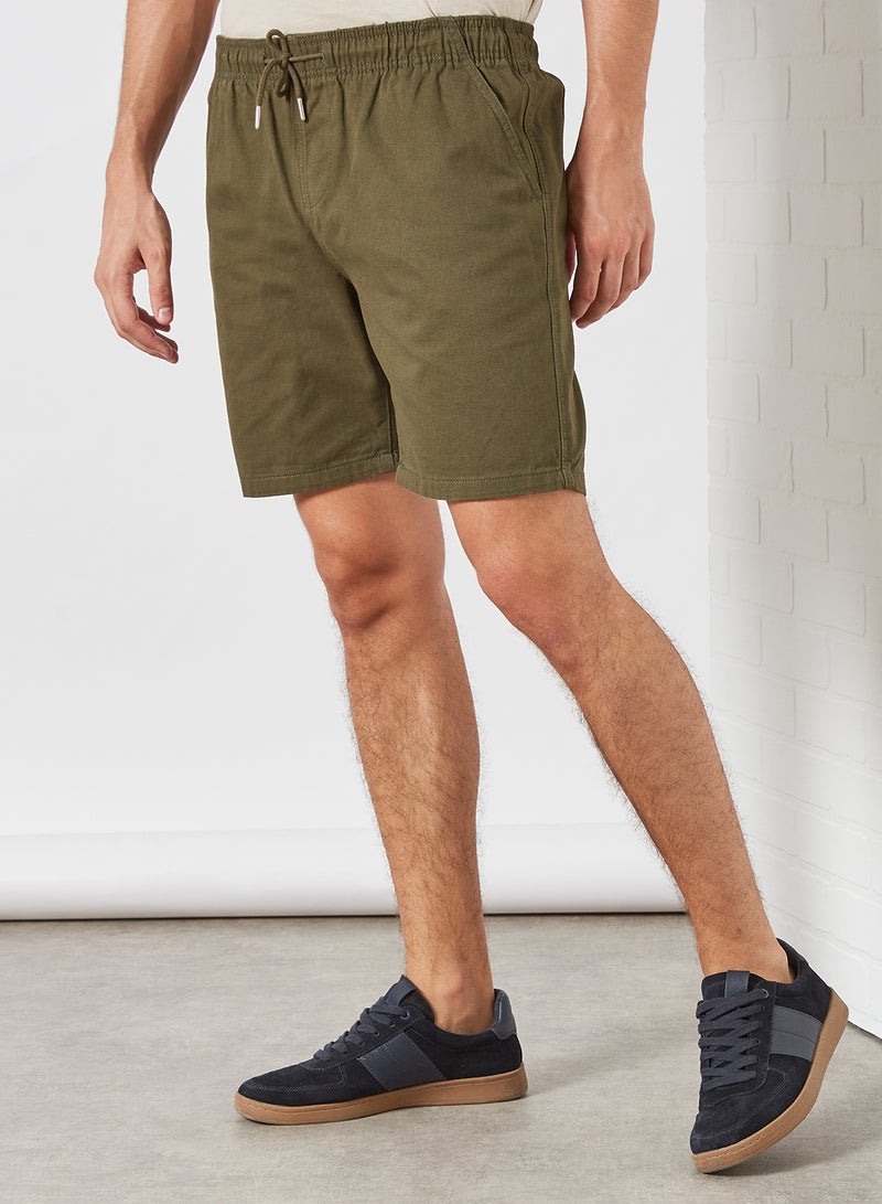 BRAVE SOUL - Elasticated Waist Shorts Khaki - Image 1