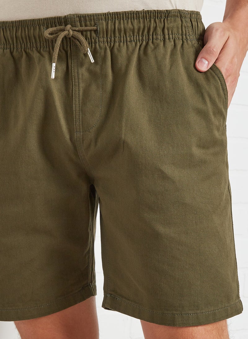 BRAVE SOUL - Elasticated Waist Shorts Khaki - Image 1