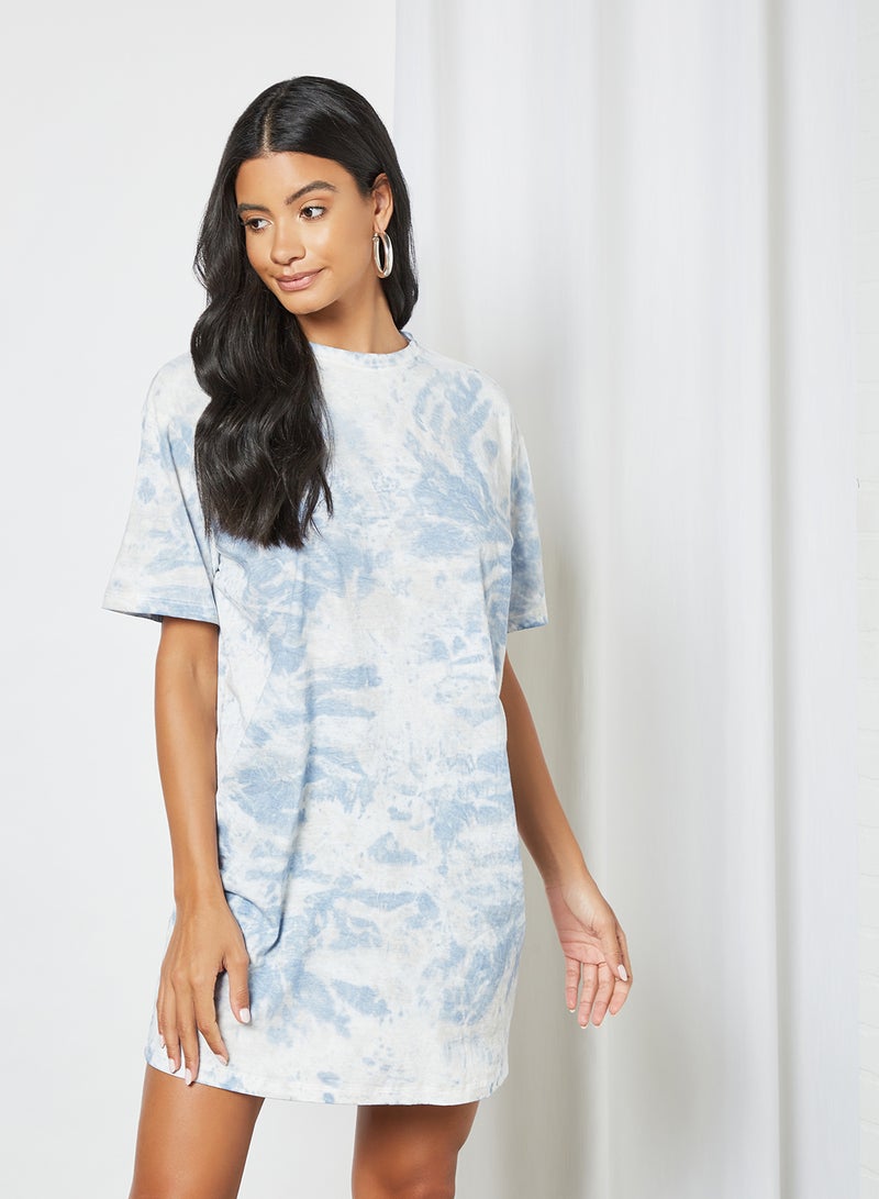 trendyol - Tie-Dye T-Shirt Dress Blue - Image 1