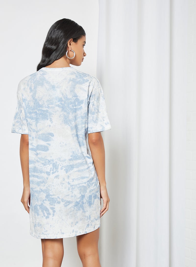 trendyol - Tie-Dye T-Shirt Dress Blue - Image 1