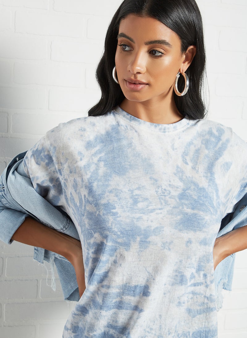 trendyol - Tie-Dye T-Shirt Dress Blue - Image 1