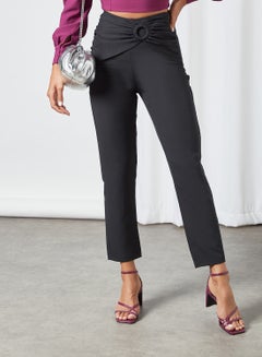 High-Waist Straight Pants Black