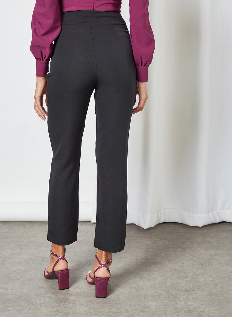 trendyol - High-Waist Straight Pants Black - Image 1