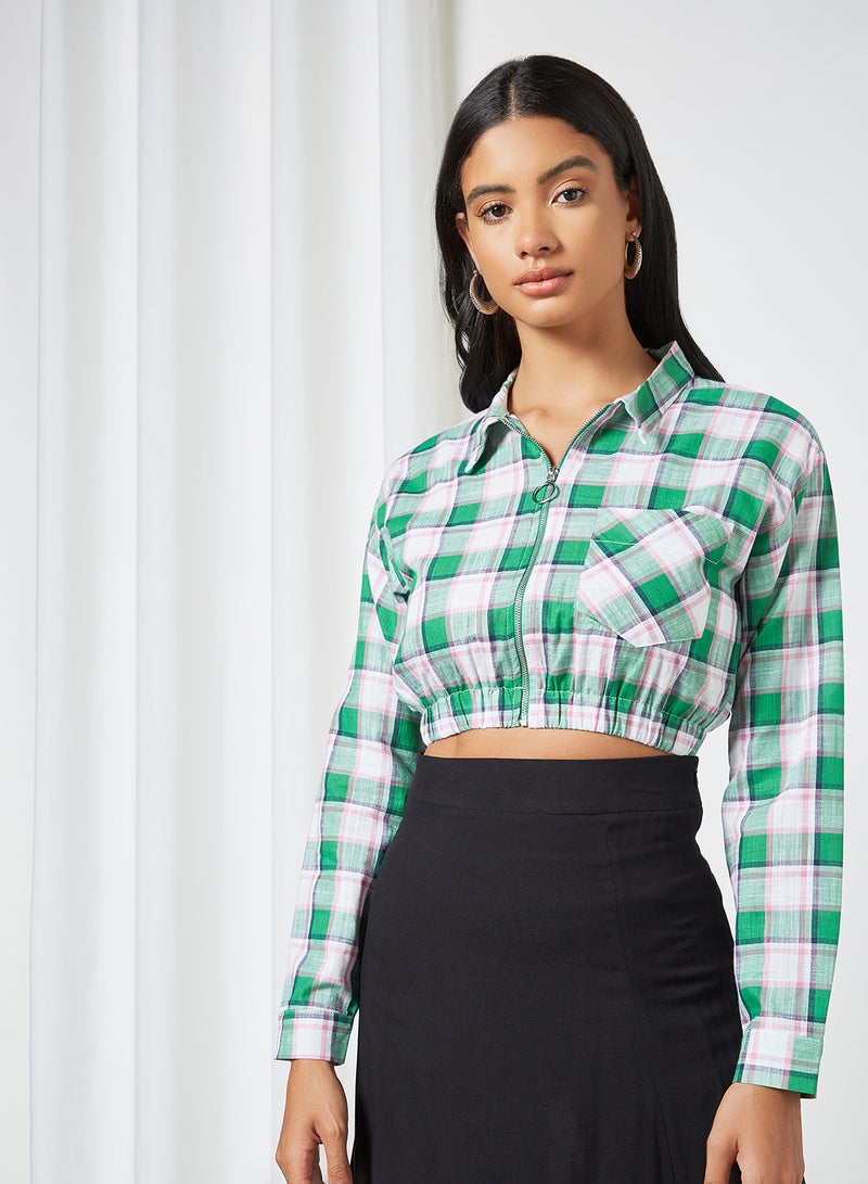 trendyol - Zipper Cropped Shirt Multicolor - Image 1