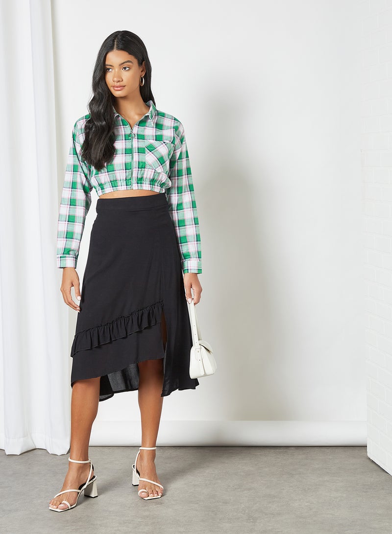 trendyol - Zipper Cropped Shirt Multicolor - Image 1
