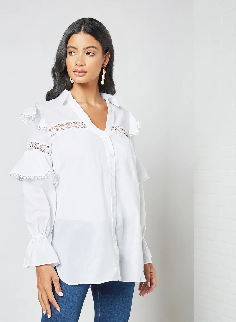 trendyol Lace Panel Shirt