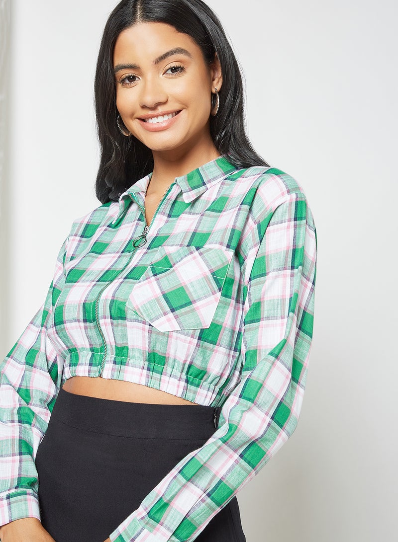 trendyol - Zipper Cropped Shirt Multicolor - Image 1