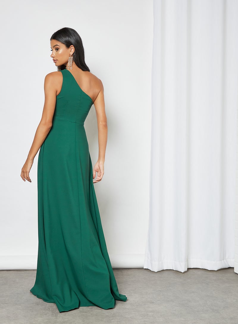 trendyol One-Shoulder Maxi Dress Emerald Green  - Image 2