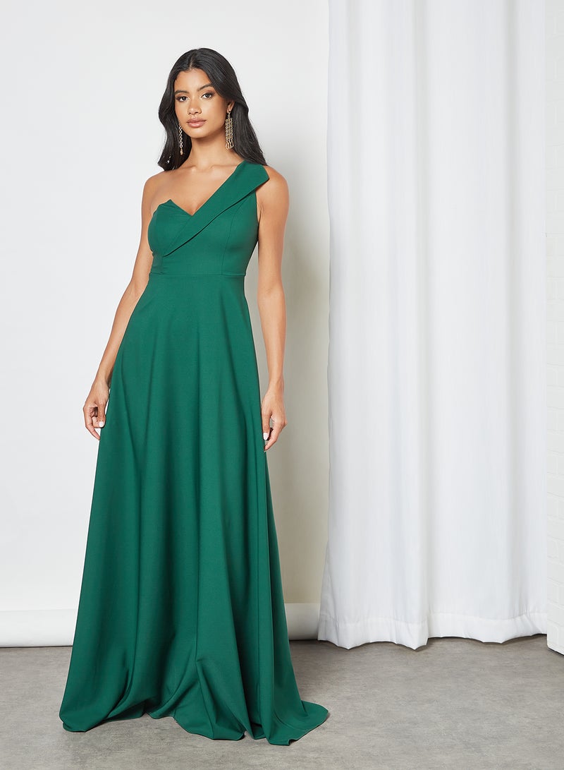 trendyol One-Shoulder Maxi Dress Emerald Green  - Image 3