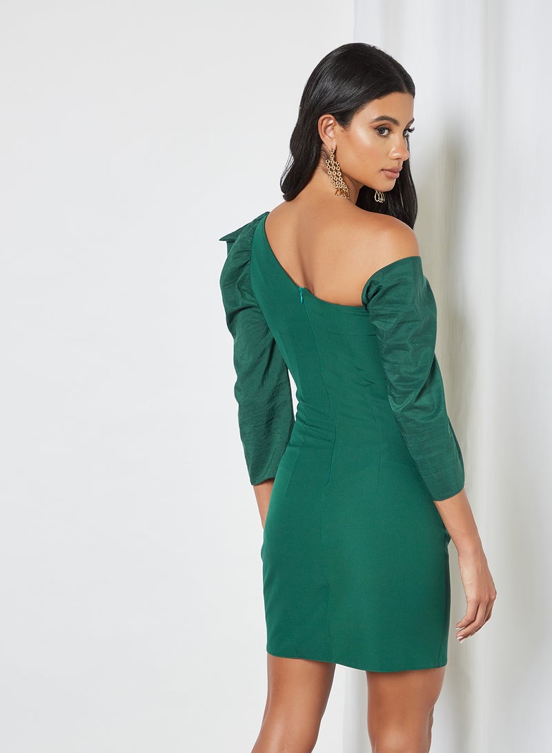 trendyol - Asymmetric Neckline Dress Green - Image 1