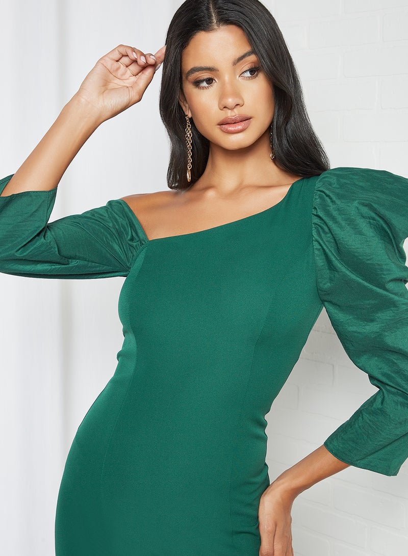 trendyol - Asymmetric Neckline Dress Green - Image 1