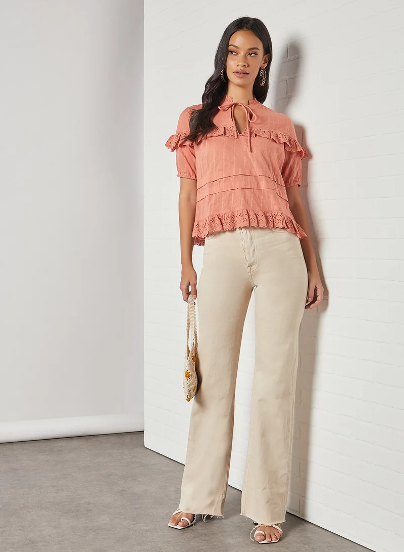 Y.A.S Schiffli Trim Top Copper Coin