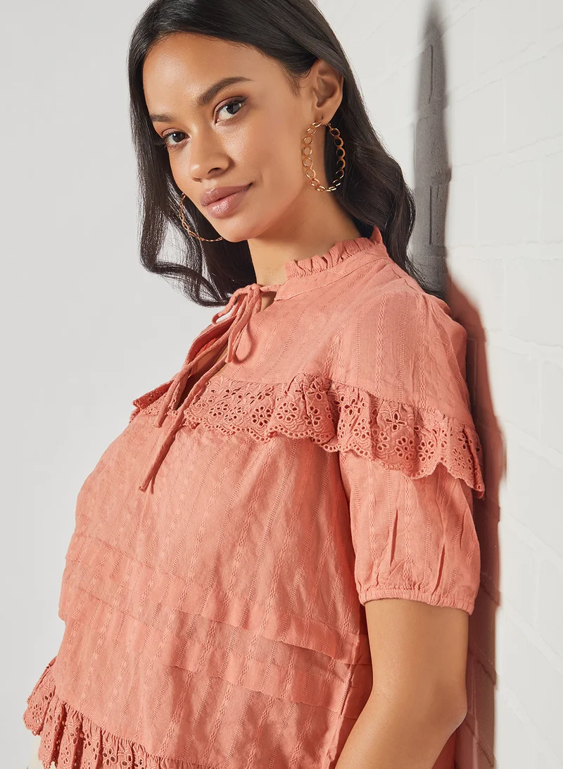 Y.A.S Schiffli Trim Top Copper Coin