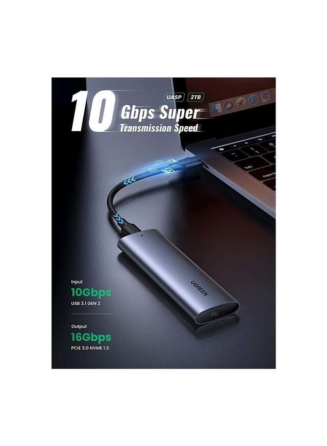 Ugreen - M.2 NVMe SSD Enclosure Adapter Silver - Image 1