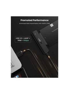 كابل قرص صلب بمحول ساتا إلى USB 3.0 لقارئ القرص الخارجي محرك أقراص SSD ومحرك أقراص صلبة HDD مقاس 2.5 بوصة، موصل UASP متطور للنقل لبطاقة كروشيال سان ديسك دابليو دي من سامسونج أسود - v1618723694/N46564077A_2