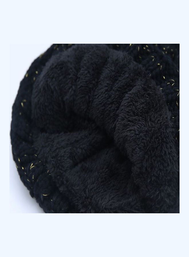 2-Piece Warm Letter Pattern Beanie Set Black - Image 2