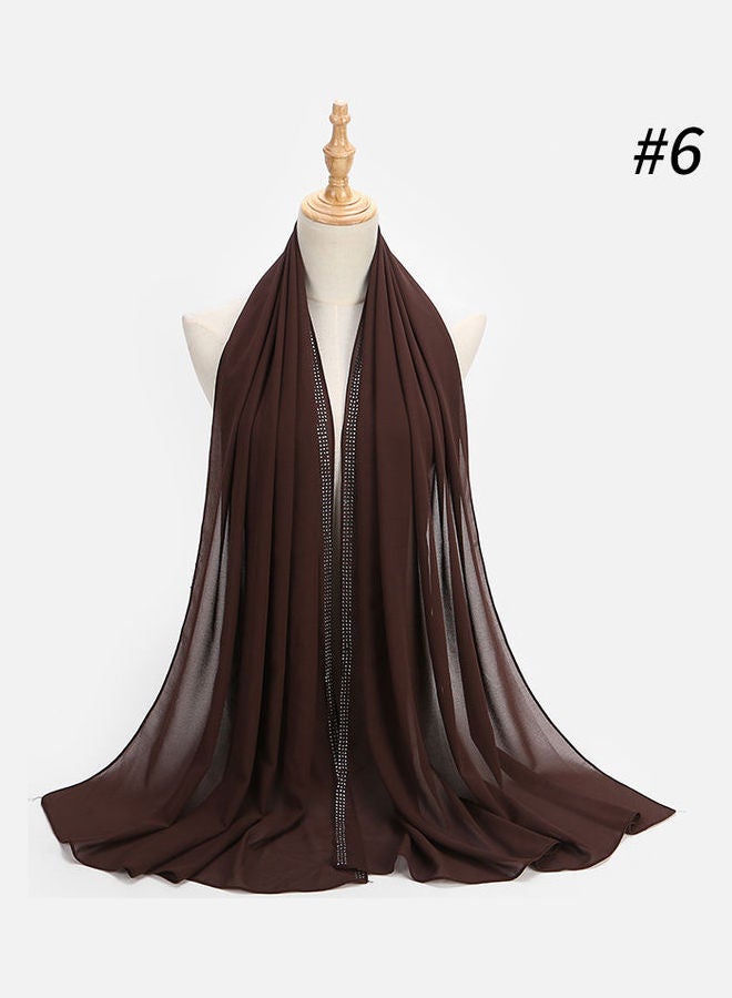 Generic Chiffon Rhinestone Scarf Brown 