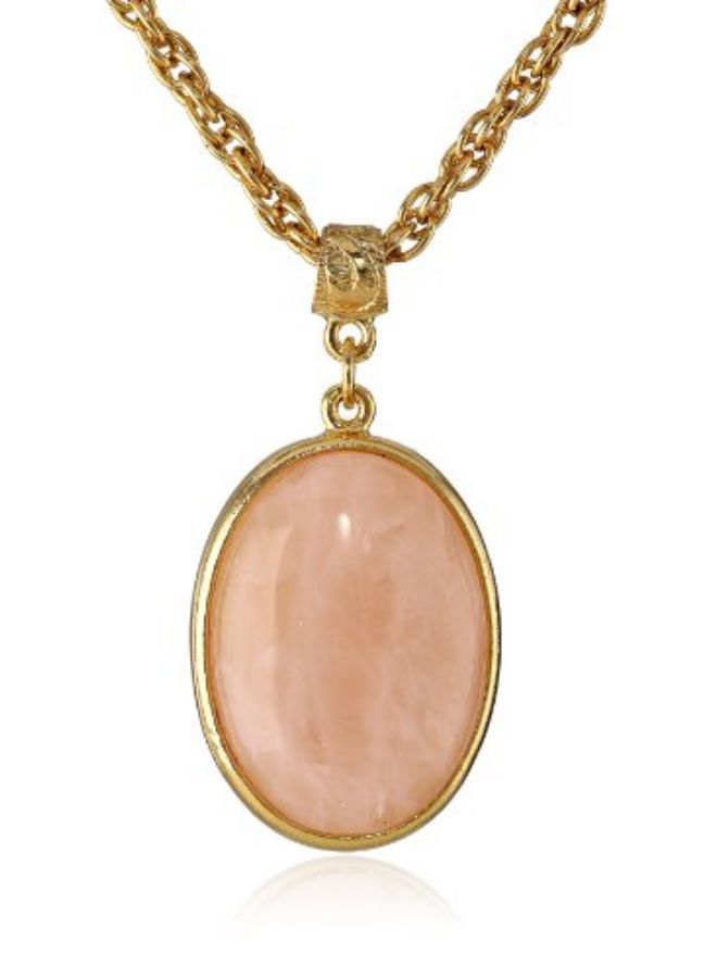 1928 Jewelry Semi-Precious Collection Oval Pendant Necklace - Image 1