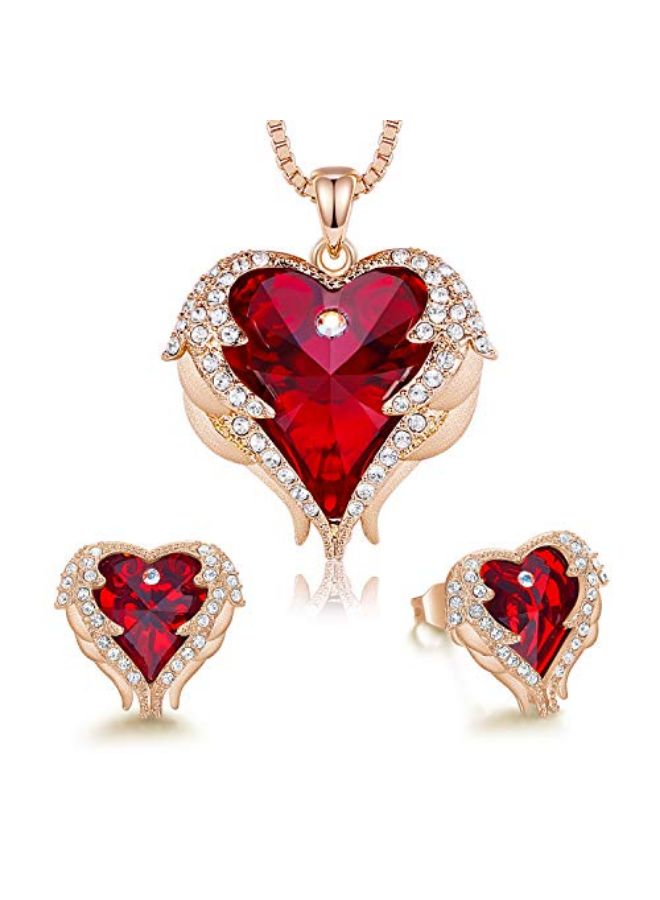 Heart Pendant Necklace And Earrings Set - v1618729965/N45744505A_1