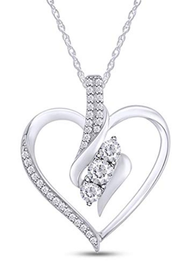 AFFY Natural Diamond Heart Pendant Necklace  - Image 1