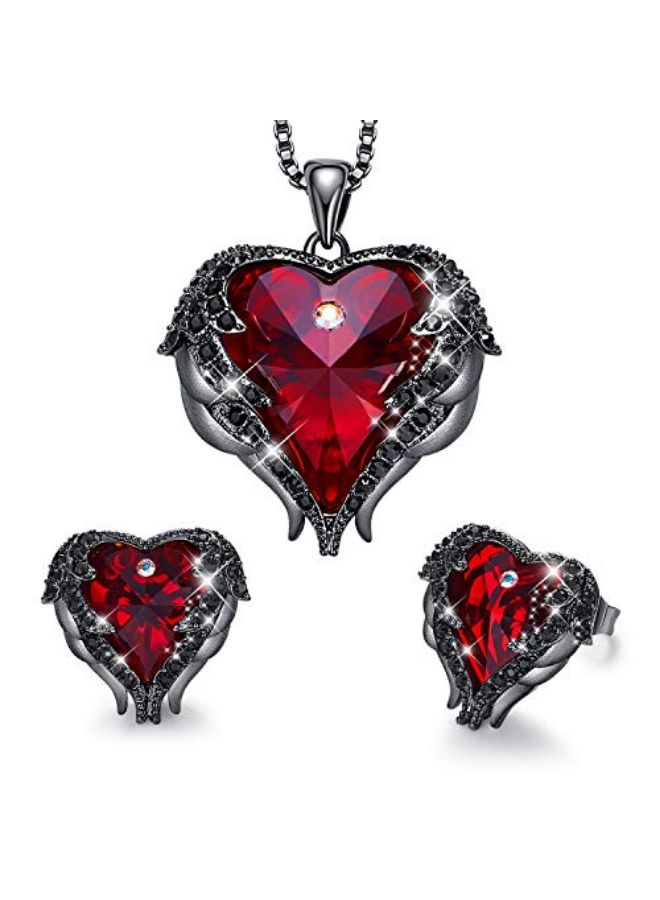 CDE Heart Pendant Necklace And Earrings Set - Image 1